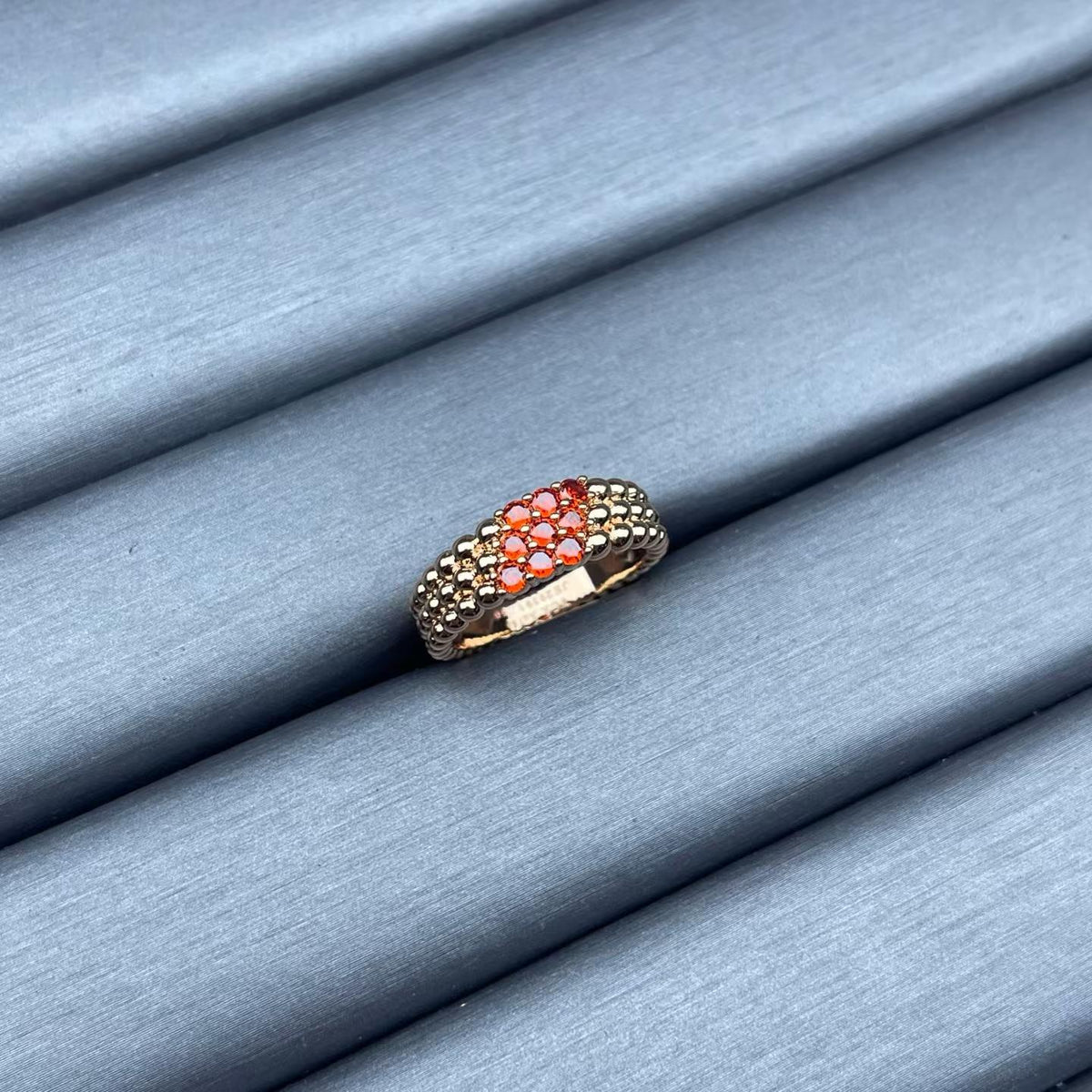 [Super CiCi]NARROW BEADED RING WITH DIAMONDS