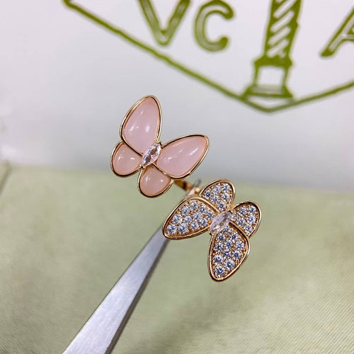 [Super CiCi]TWIN BUTTERFLY NEW DIAMOND & PINK BUTTERFLY RING