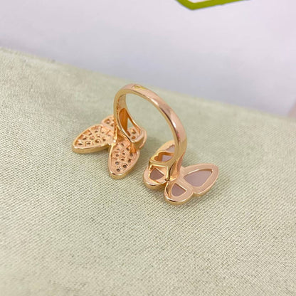[Super CiCi]TWIN BUTTERFLY NEW DIAMOND & PINK BUTTERFLY RING