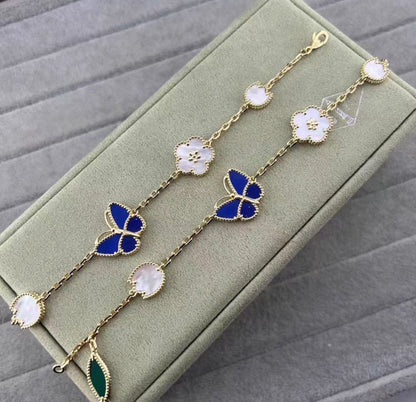 [Super CiCi ]LUCKY SPRING GOLD BLUESTONE WHITE MOTHER-OF-PEARL BRACELET