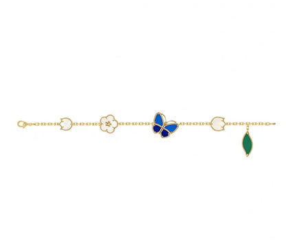[Super CiCi ]LUCKY SPRING GOLD BLUESTONE WHITE MOTHER-OF-PEARL BRACELET