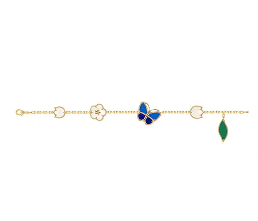 [Super CiCi ]LUCKY SPRING GOLD BLUESTONE WHITE MOTHER-OF-PEARL BRACELET