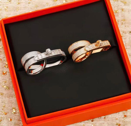 [Super CiCi]NEW STYLE FULL CIRCLE DOUBLE DIAMOND RING