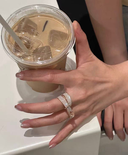 [Super CiCi]NEW STYLE FULL CIRCLE DOUBLE DIAMOND RING
