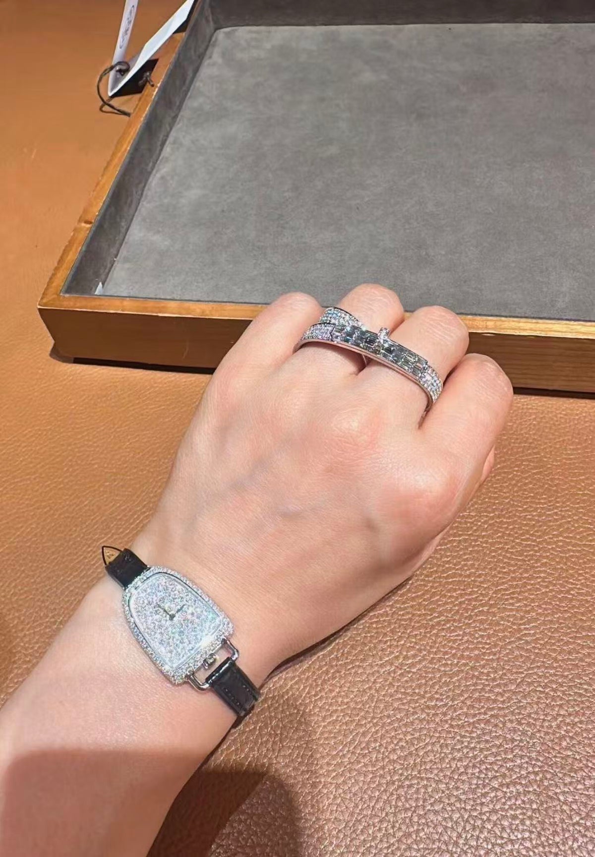 [Super CiCi]NEW STYLE FULL CIRCLE DOUBLE DIAMOND RING