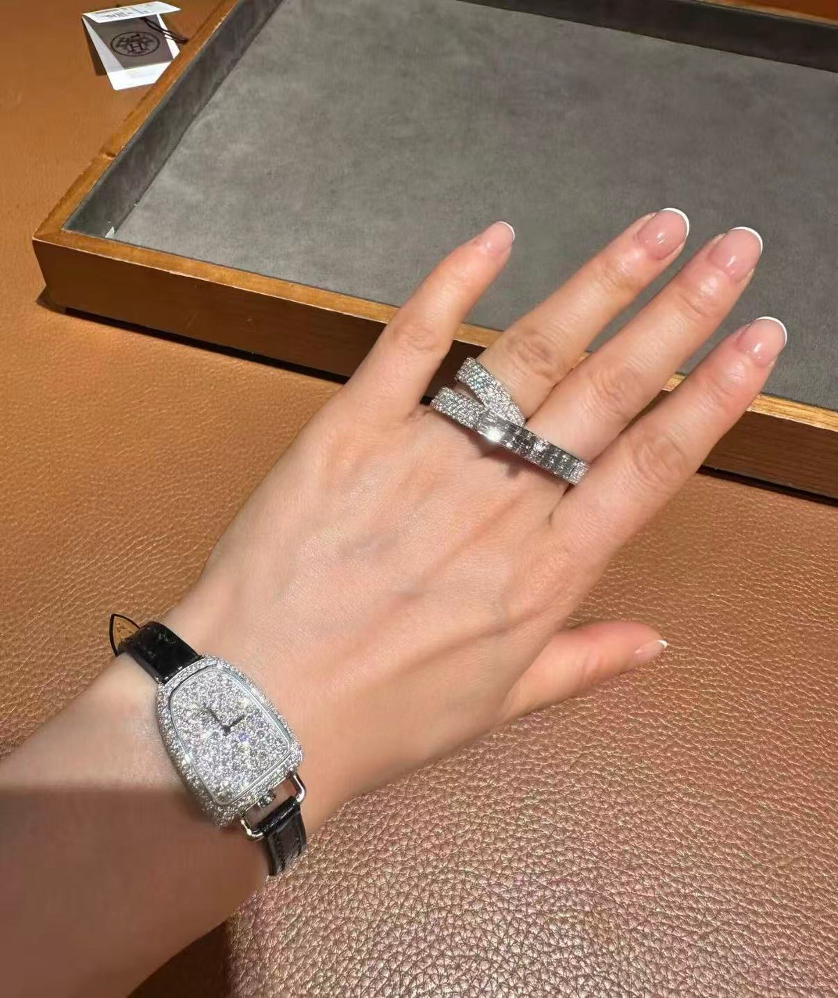 [Super CiCi]NEW STYLE FULL CIRCLE DOUBLE DIAMOND RING