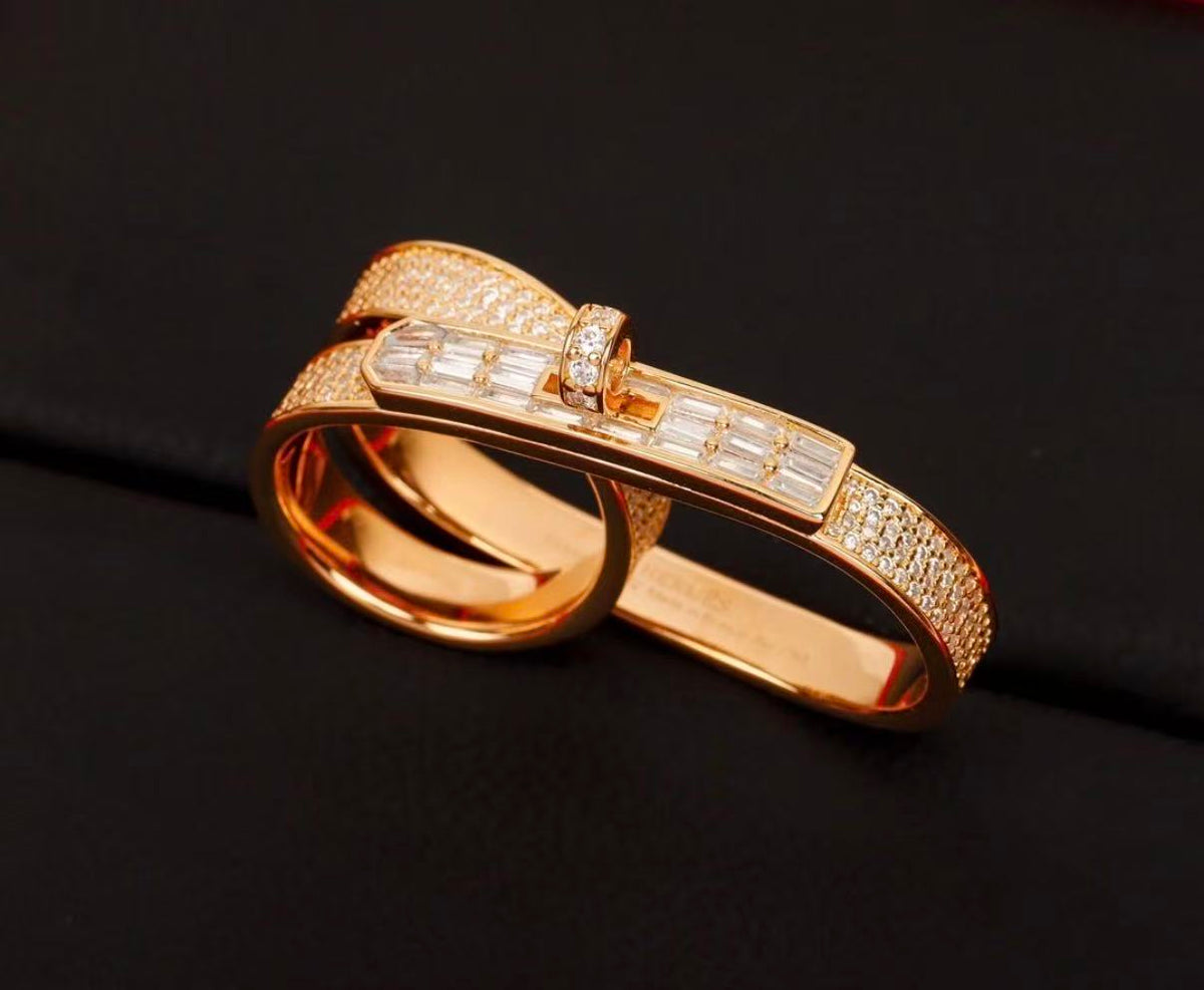 [Super CiCi]NEW STYLE FULL CIRCLE DOUBLE DIAMOND RING