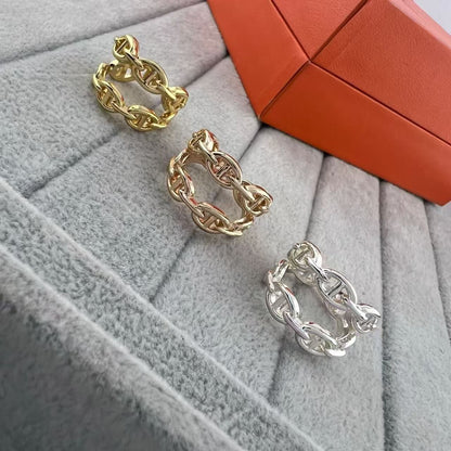 [Super CiCi]GLOSSY FINISH SQUARE COMBINATION DOUBLE-LAYER PIG NOSE RING