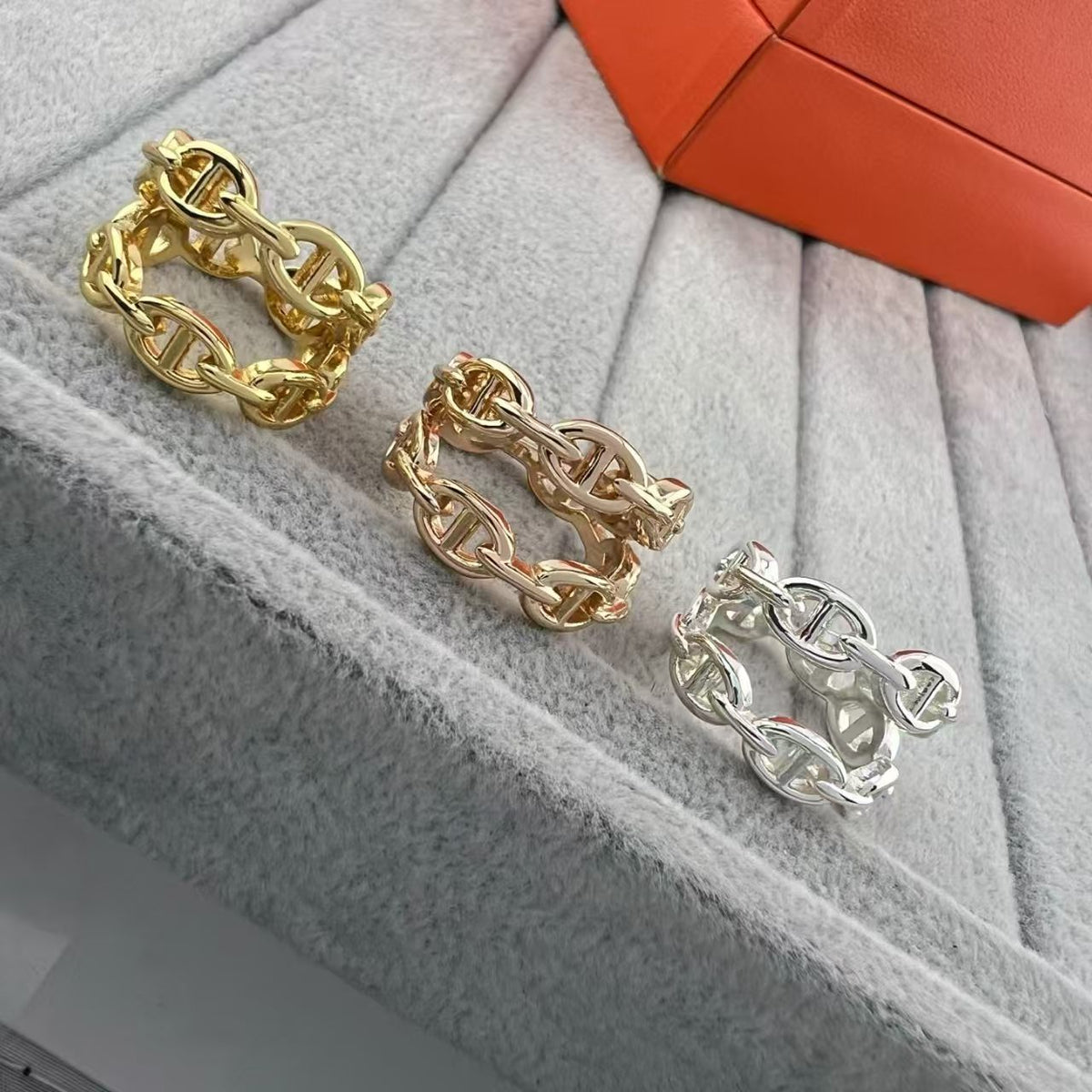 [Super CiCi]GLOSSY FINISH SQUARE COMBINATION DOUBLE-LAYER PIG NOSE RING