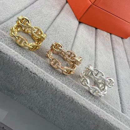 [Super CiCi]GLOSSY FINISH SQUARE COMBINATION DOUBLE-LAYER PIG NOSE RING