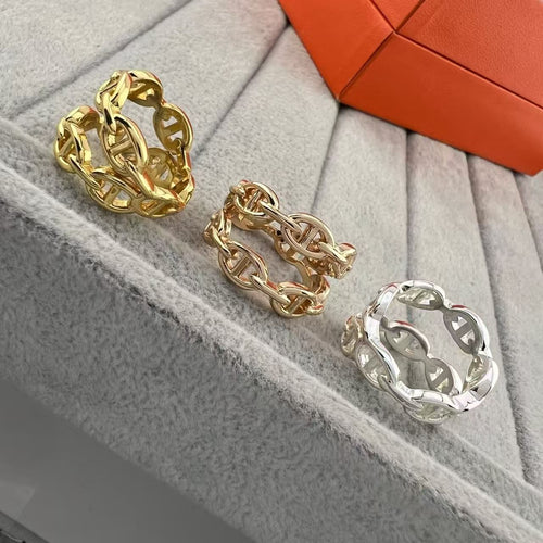 [Super CiCi]GLOSSY FINISH SQUARE COMBINATION DOUBLE-LAYER PIG NOSE RING