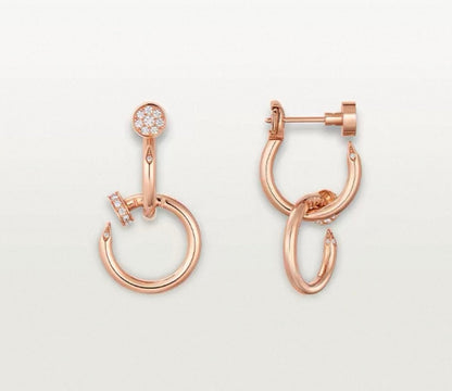 [Super CiCi]NAIL COLLECTION DIAMOND SET DOUBLE HOOP EARRINGS