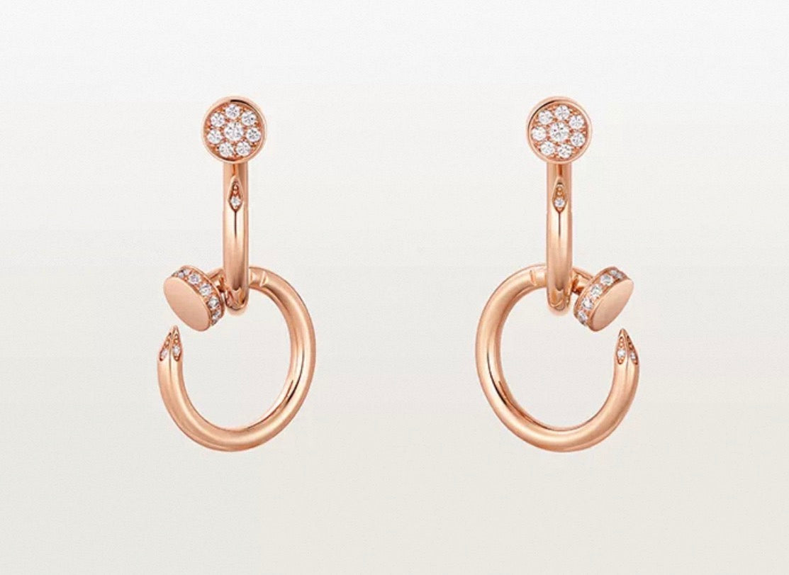 [Super CiCi]NAIL COLLECTION DIAMOND SET DOUBLE HOOP EARRINGS