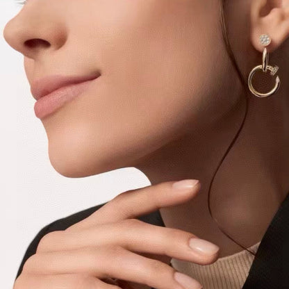 [Super CiCi]NAIL COLLECTION DIAMOND SET DOUBLE HOOP EARRINGS
