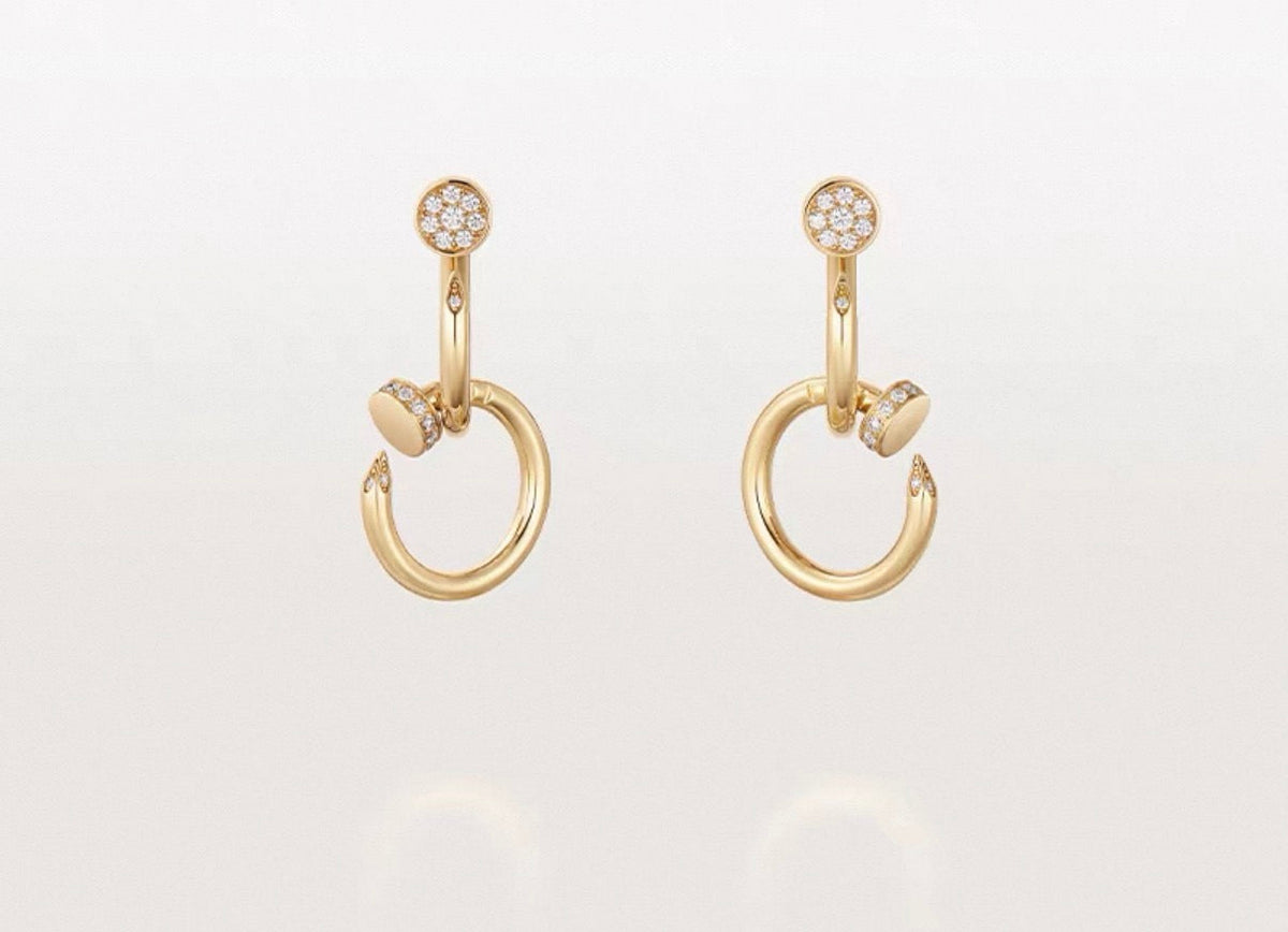 [Super CiCi]NAIL COLLECTION DIAMOND SET DOUBLE HOOP EARRINGS