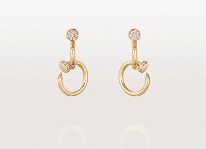 [Super CiCi]NAIL COLLECTION DIAMOND SET DOUBLE HOOP EARRINGS