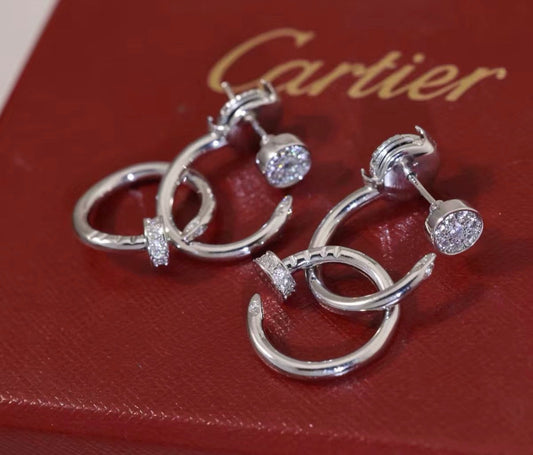 [Super CiCi]NAIL COLLECTION DIAMOND SET DOUBLE HOOP EARRINGS