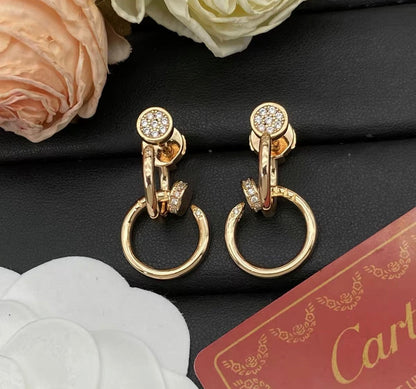 [Super CiCi]NAIL COLLECTION DIAMOND SET DOUBLE HOOP EARRINGS