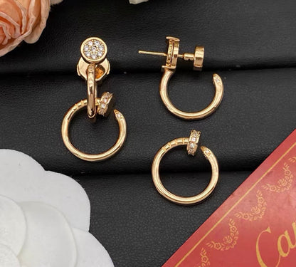 [Super CiCi]NAIL COLLECTION DIAMOND SET DOUBLE HOOP EARRINGS
