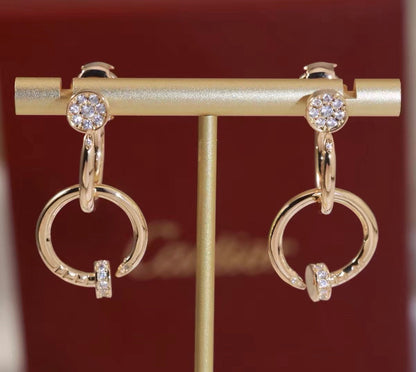 [Super CiCi]NAIL COLLECTION DIAMOND SET DOUBLE HOOP EARRINGS