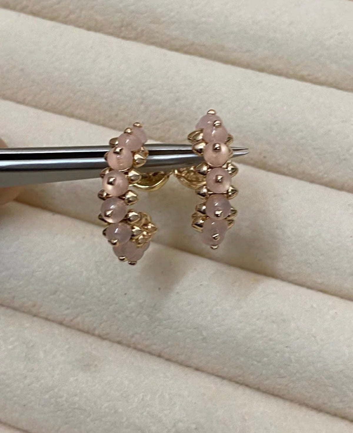 [Super CiCi]CLASH COLLECTION AGATE CHALCEDONY STUD EARRINGS