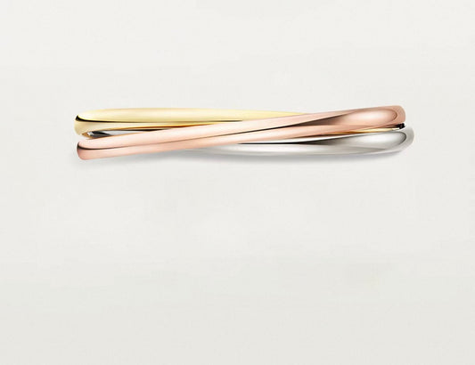 [Zalyn]TRINITY COLLECTION CLASSIC THREE-COLOUR GOLD TRIPLE BAND BANGLE