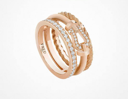 [Super CiCi]FORCE 10 RISE SERIES LARGE-SIZED 18K GOLD HALF-SET DIAMOND RING