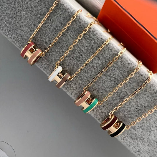 [Super CiCi]MINI TWO-TONE H PENDANT NECKLACE