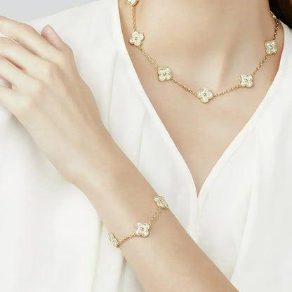 [Super CiCi ] CLOVER 5 MOTIF FULL DIAMOND BRACELET COLLECTION