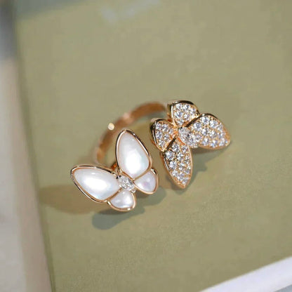 [Super CiCi ]TWIN BUTTERFLY DIAMOND MOP RING