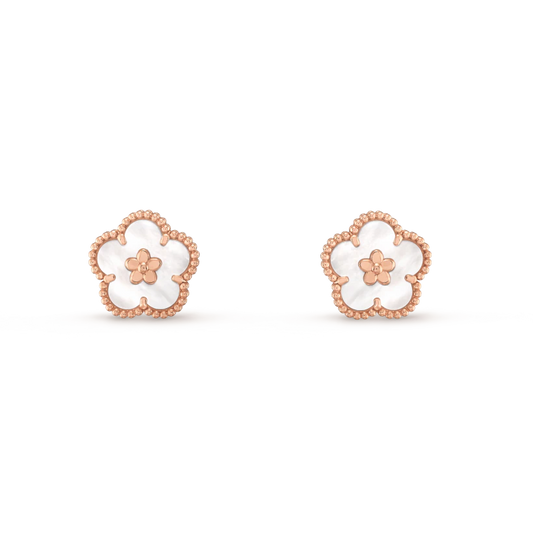 [Super CiCi ]LUCKY PINK GOLD WHITE MOP EARRINGS