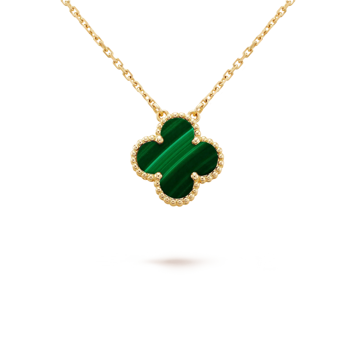 [Super CiCi ]CLOVER 15MM MALACHITE SINGLE FLOWER  NECKLACE