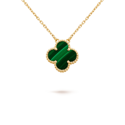 [Super CiCi ]CLOVER 15MM MALACHITE SINGLE FLOWER  NECKLACE