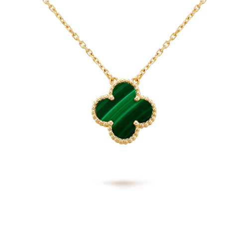 [Super CiCi ]CLOVER 15MM MALACHITE SINGLE FLOWER  NECKLACE