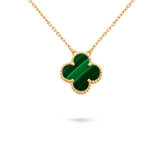 [Super CiCi ]CLOVER 15MM MALACHITE SINGLE FLOWER  NECKLACE