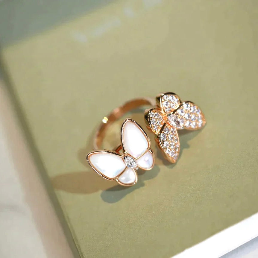 [Super CiCi ]TWIN BUTTERFLY DIAMOND MOP RING