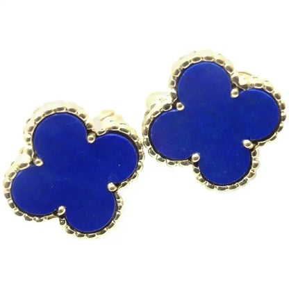 [Super CiCi ]CLOVER MINI 9.5MM BLUE AGATE EARRINGS