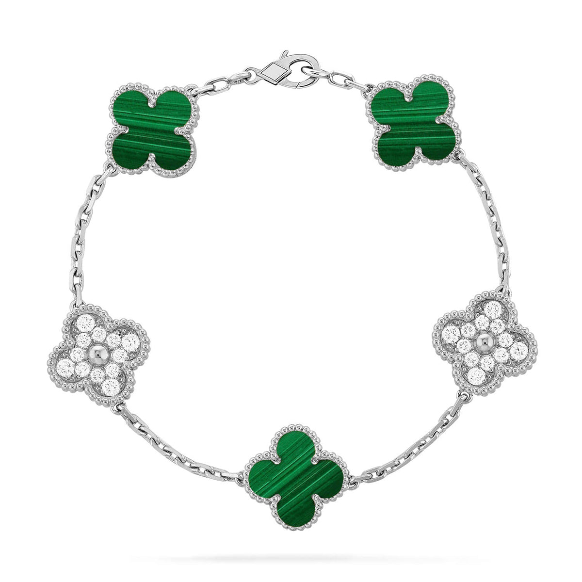 [Super CiCi ] CLOVER 5 MOTIF MALACHITE BRACELET COLLECTION
