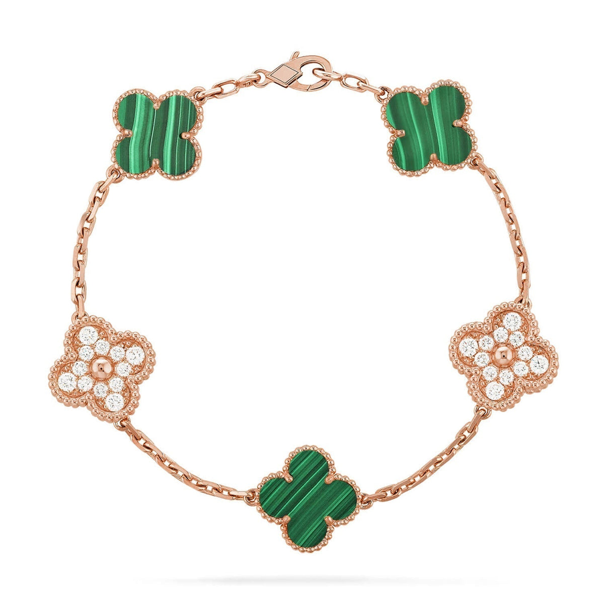 [Super CiCi ] CLOVER 5 MOTIF MALACHITE BRACELET COLLECTION
