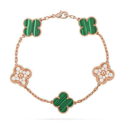 [Super CiCi ] CLOVER 5 MOTIF MALACHITE BRACELET COLLECTION