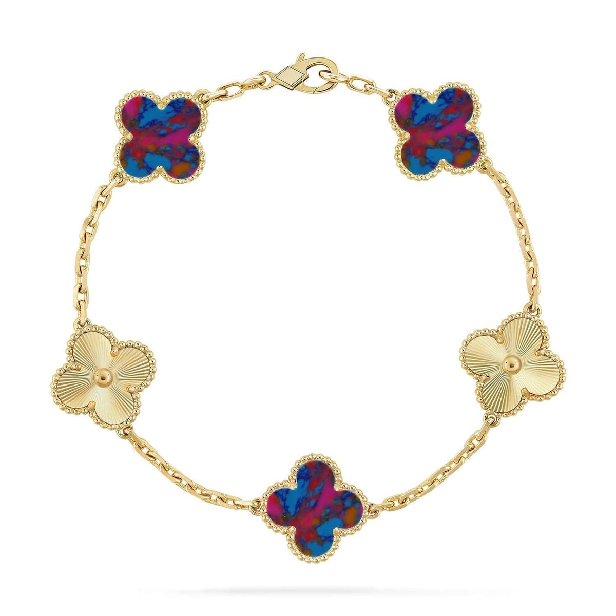 [Super CiCi ]CLOVER 5 MOTIF COLOR GEMSTONES BRACELET COLLECTION