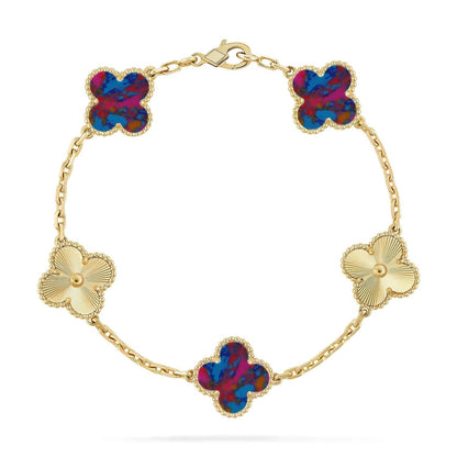[Super CiCi ]CLOVER 5 MOTIF COLOR GEMSTONES BRACELET COLLECTION