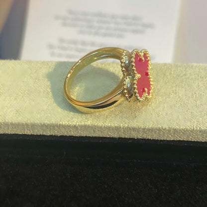 [Super CiCi]NEW CLOVER PINK ENAMEL RINGS