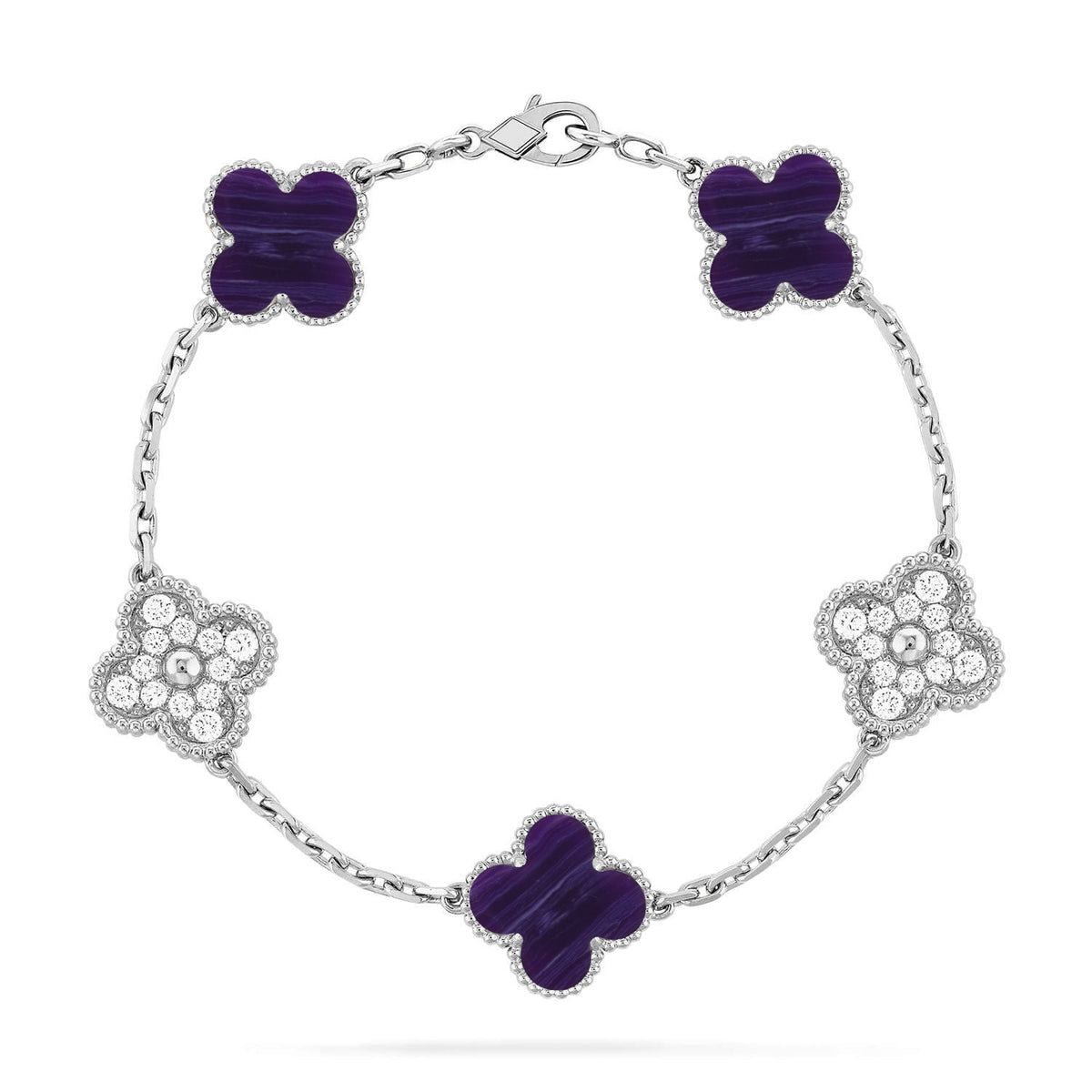 [Super CiCi ]CLOVER 5 MOTIF PURPLE STRIPES BRACELET COLLECTION
