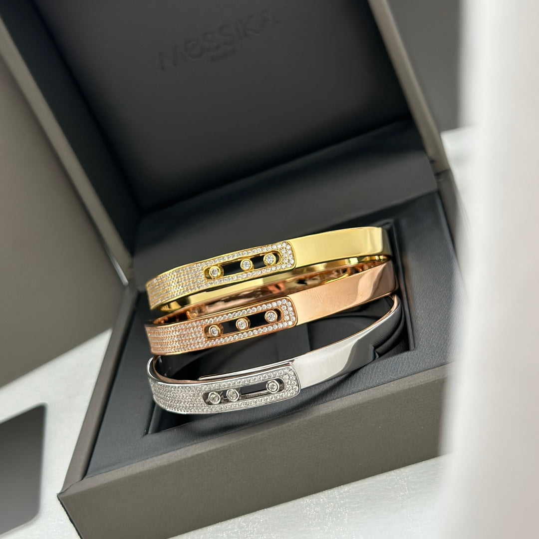 [Super CiCi]Move Noa Rose Gold Pav¨¦ Diamond Bangle Bracelet