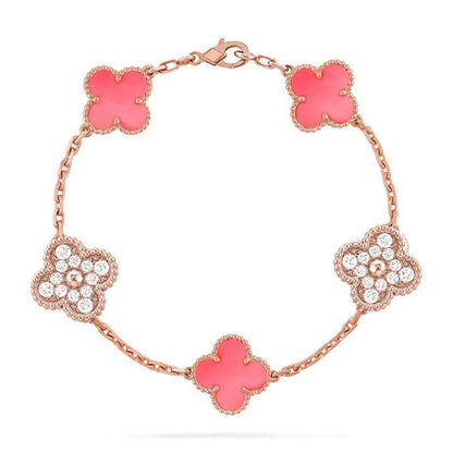 [Super CiCi ] CLOVER 5 MOTIFS  PINK MOP BRACELET COLLECTION