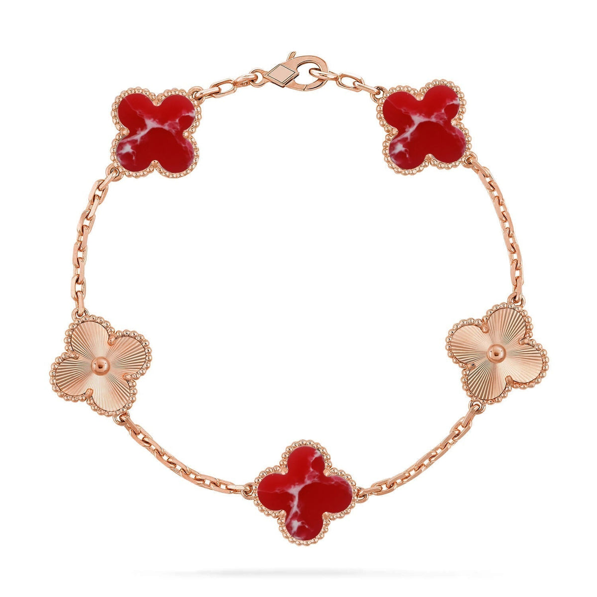 [Super CiCi ]CLOVER 5 MOTIF RED PATTERN BRACELET COLLECTION