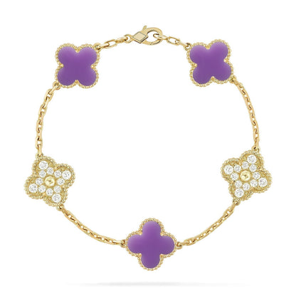 [Super CiCi ]CLOVER 5 MOTIF LIGHT PURPLE BRACELET COLLECTION