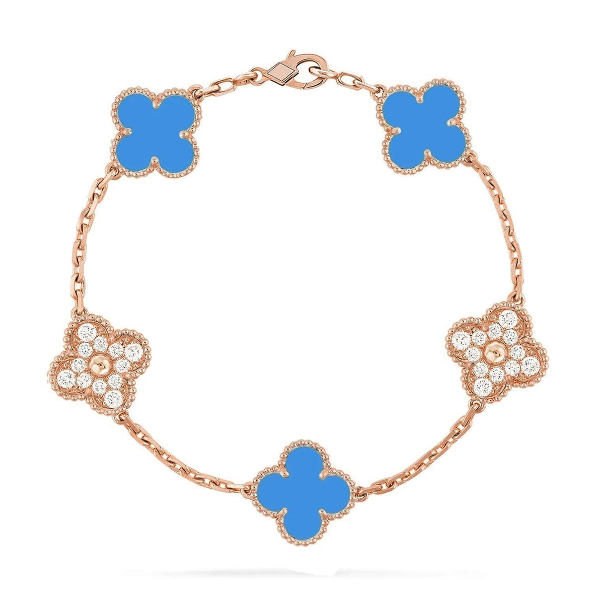 [Super CiCi ] CLOVER 5 MOTIF BLUE AGATE BRACELET COLLECTION