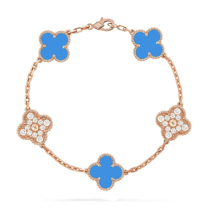 [Super CiCi ] CLOVER 5 MOTIF BLUE AGATE BRACELET COLLECTION